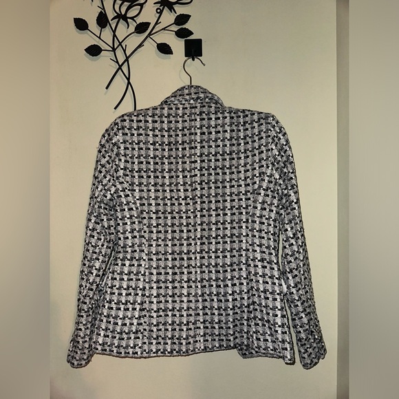 New Rachel Zoe Black White Double Breasted Tweed Button Blazer Jacket Career XS - Picture 10 of 11